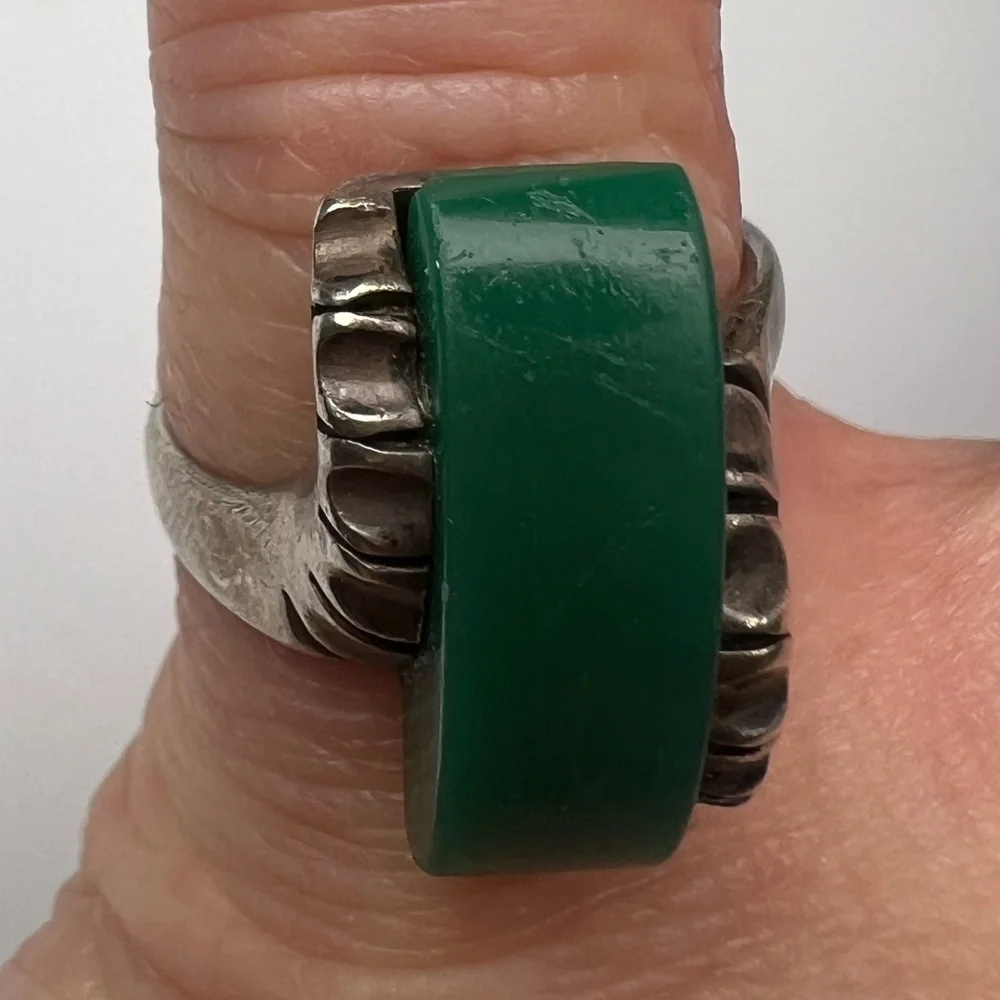 Green Agate Sterling Silver 925 Ring, Size 6.5 - Picture 3 of 8